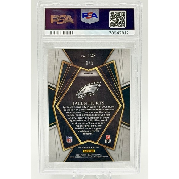 2021 Panini Select JALEN HURTS Green Disco Prizm /5 Premier Level PSA 10‎ Eagles - Picture 2 of 3